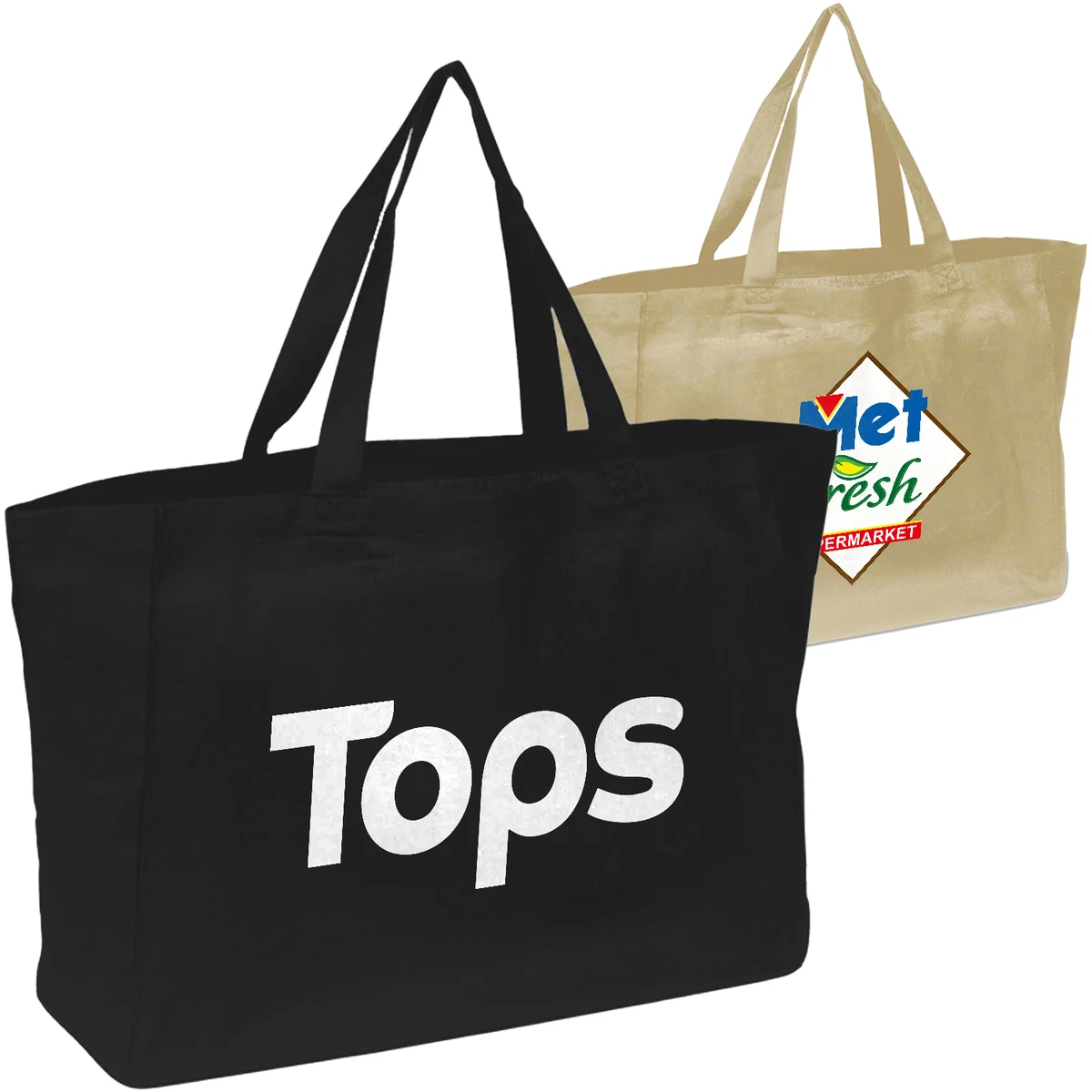 100% Cotton Canvas Sheeting Travel Tote W/ Matching Handles USA Decorated (13" x 13") 1