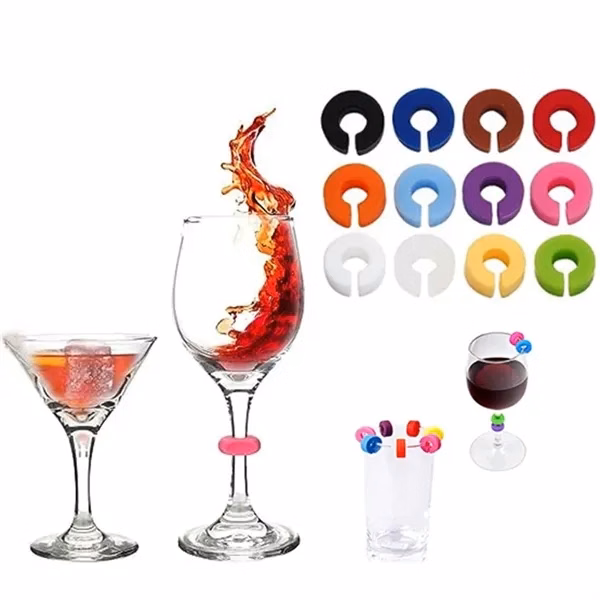 Custom Silicone Wine Glass Charms Set of 12 — Food-Grade Drinkware Markers