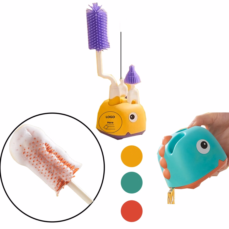 3-piece Silicone Bottle Brush Set Cleaner Scrub