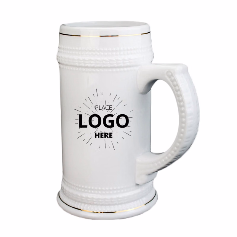 22 Oz White Beer Mug