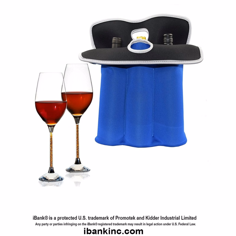 iBank ® 3-Bottle Neoprene Wine Carrier Tote Bag, Bottle Holder