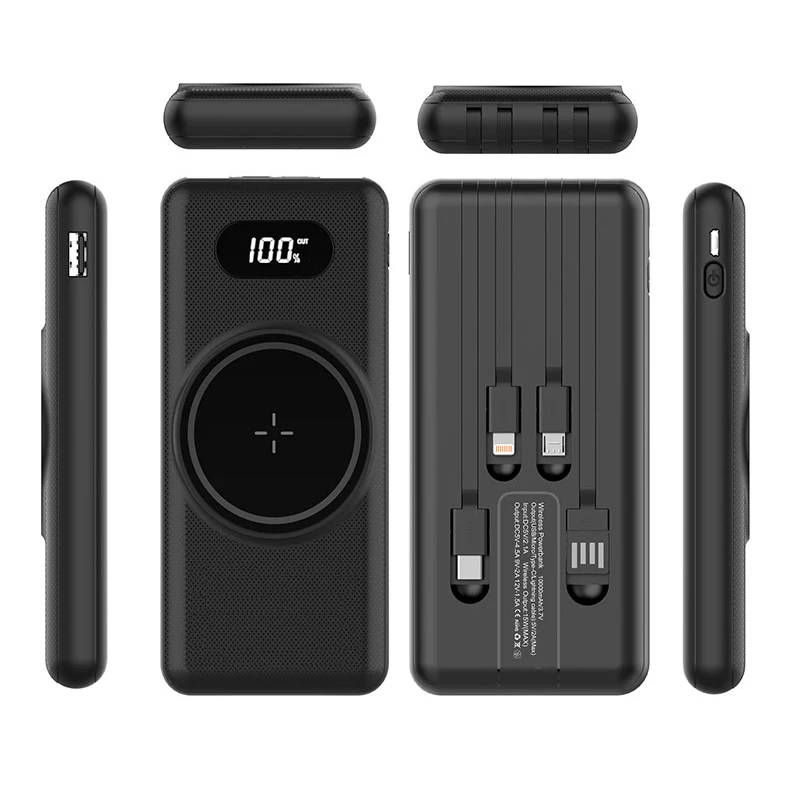 Wireless Power Bank with Built-In Cables - 10000 mAh 1