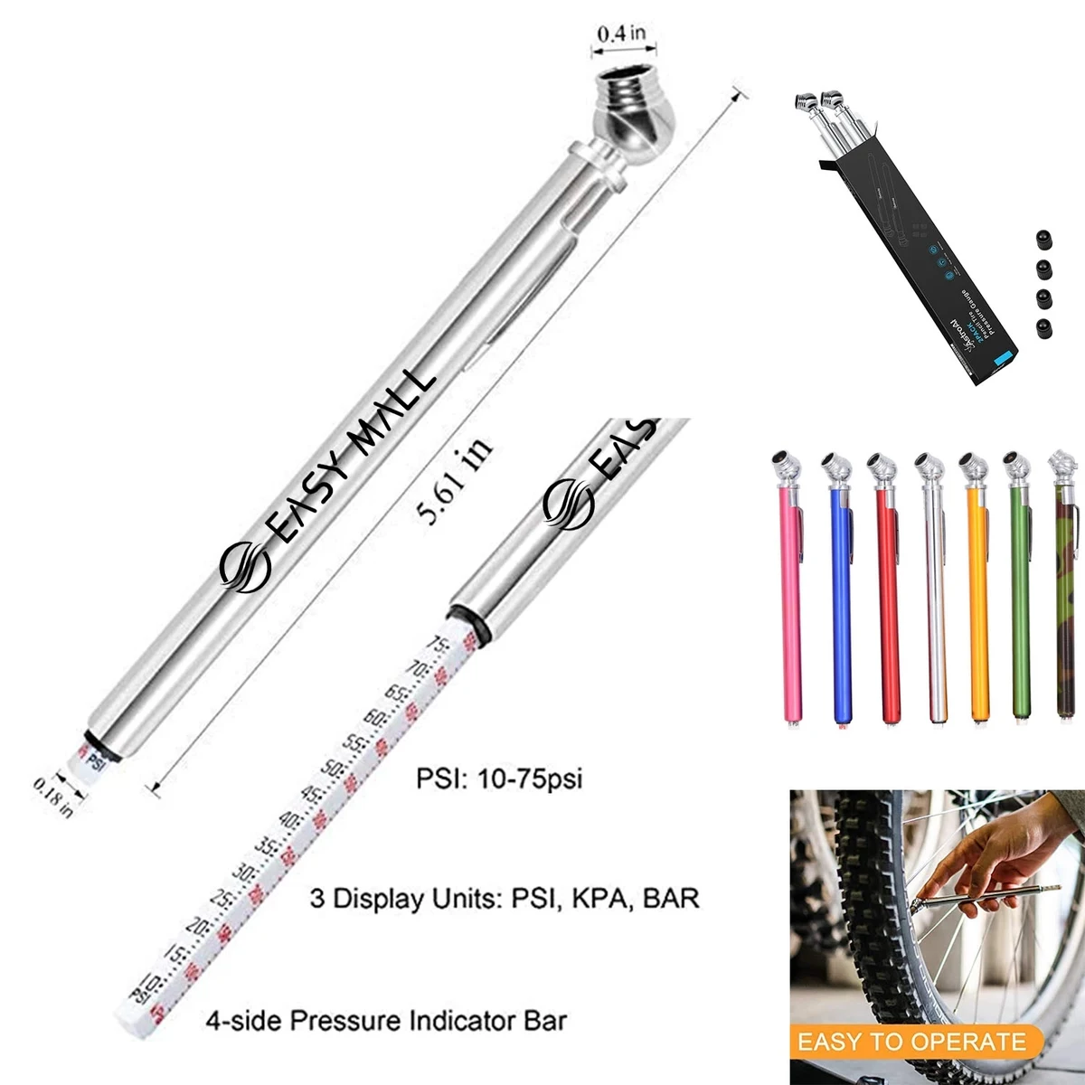 Metal Car Pen Shape Tire Pressure Gauge 1