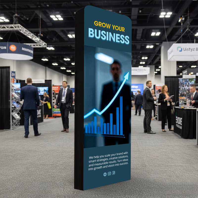 Pop Up Vertical Tower Display for Trade Show (3.3 Ft x 1.3 Ft x 10 Ft) - Graphic + Hardware