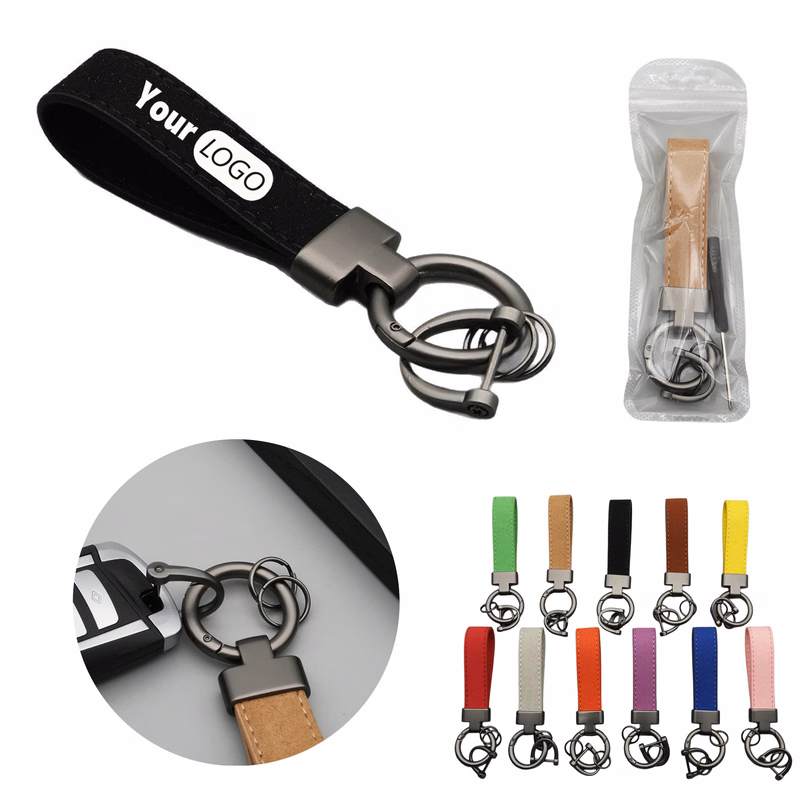 Sophisticated Zinc Alloy Keychain with Suede Finish