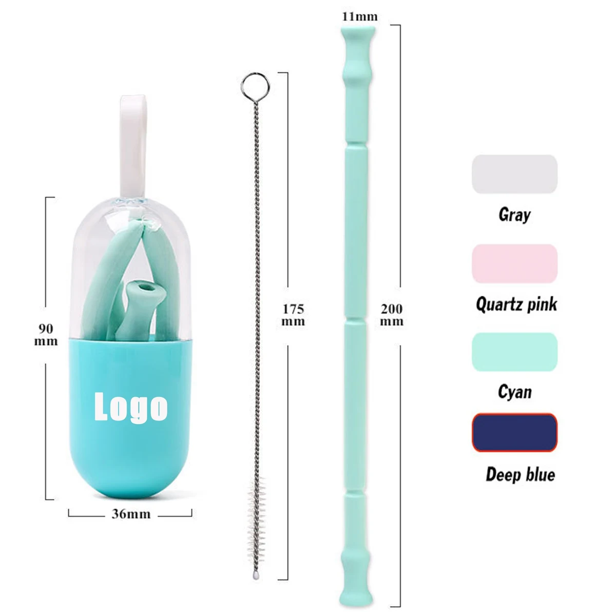 Silicone Straw And Brush Set In Plastic Case 1
