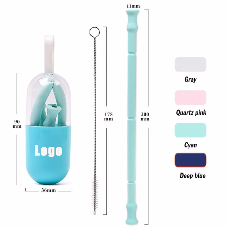 Silicone Straw And Brush Set In Plastic Case