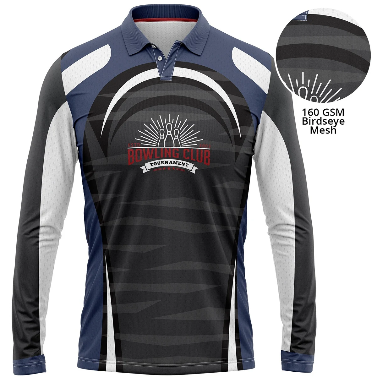 Unisex 160 GSM Birdseye Mesh Performance Long Sleeve Polo shirts 1