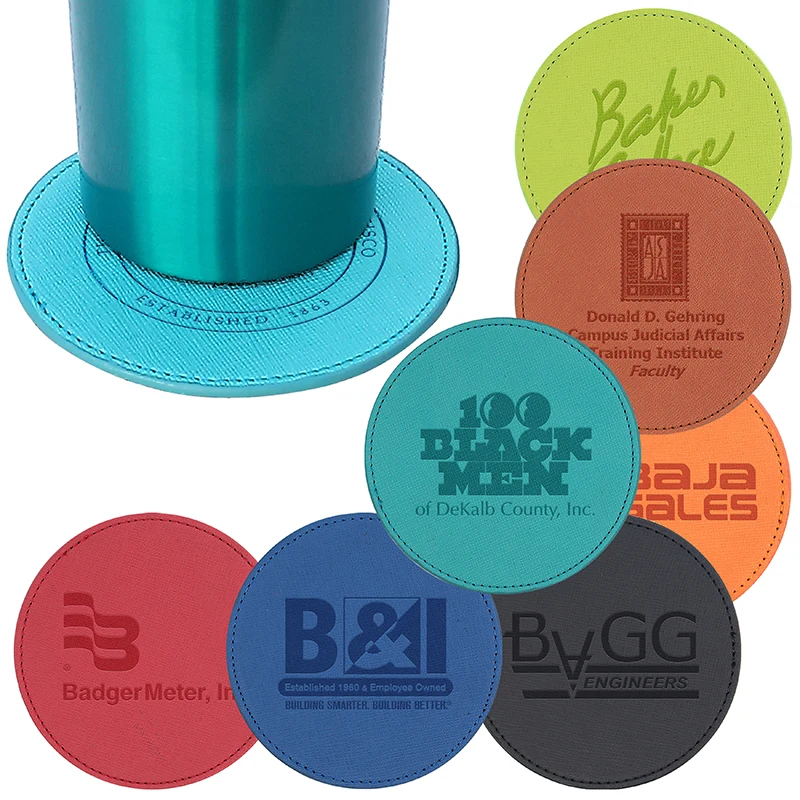 iPosh PU Leather Round Coaster 1