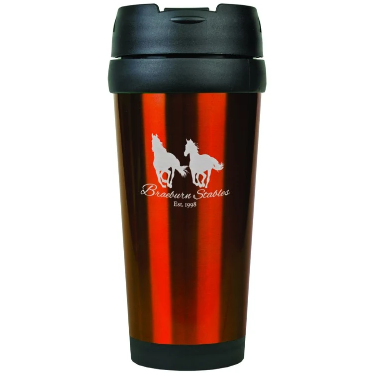 16 oz. Orange Laser Engraved Stainless Steel Travel Mug 1