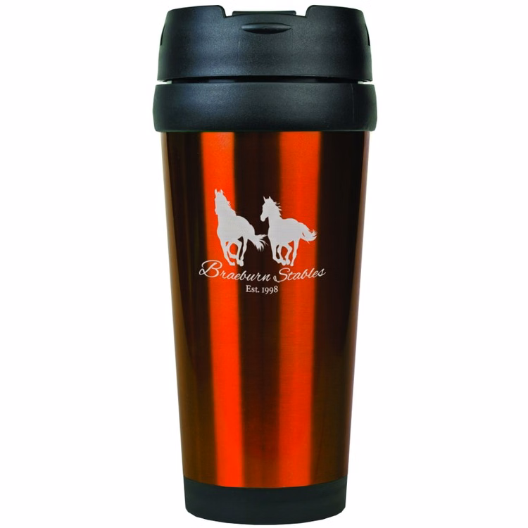 16 oz. Orange Laser Engraved Stainless Steel Travel Mug