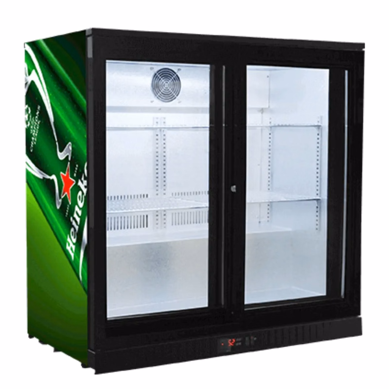 210L 2-Door Back Bar Refrigerator Sliding Door