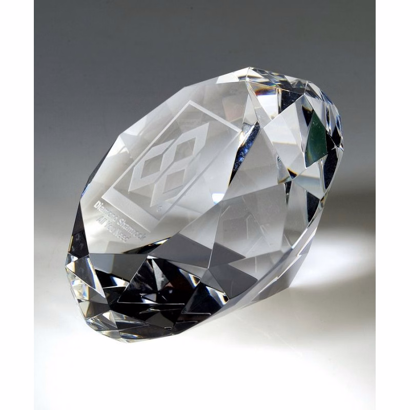 Optic Crystal Diamond Paperweight In Deluxe Box