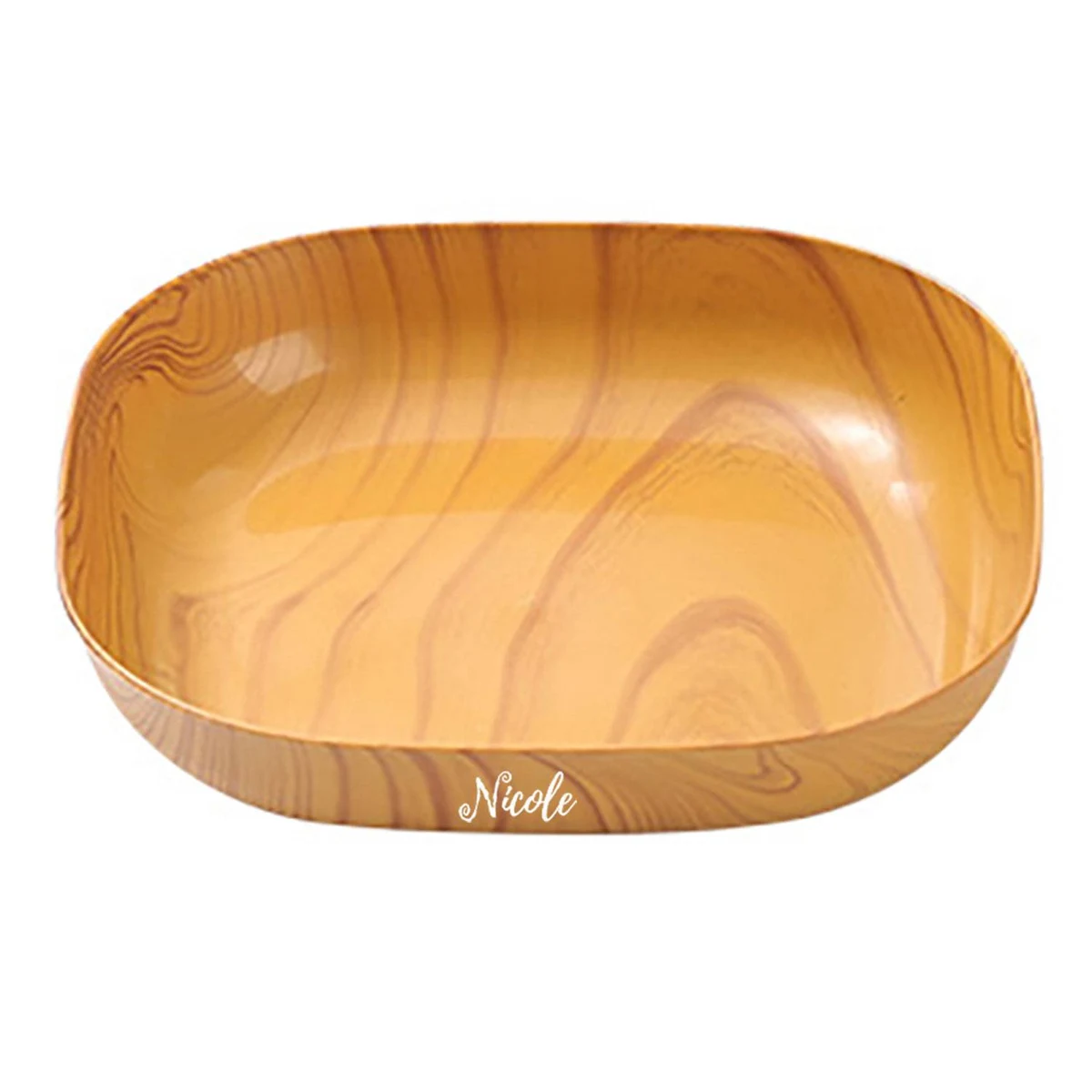 Elegant Wood-Grain Plastic Fruit Tray 1