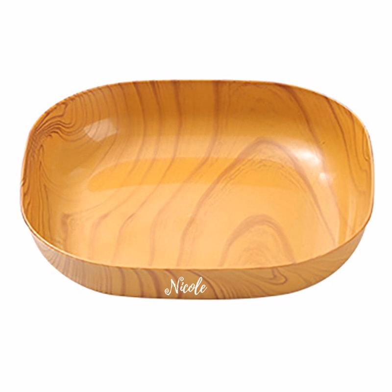 Elegant Wood-Grain Plastic Fruit Tray