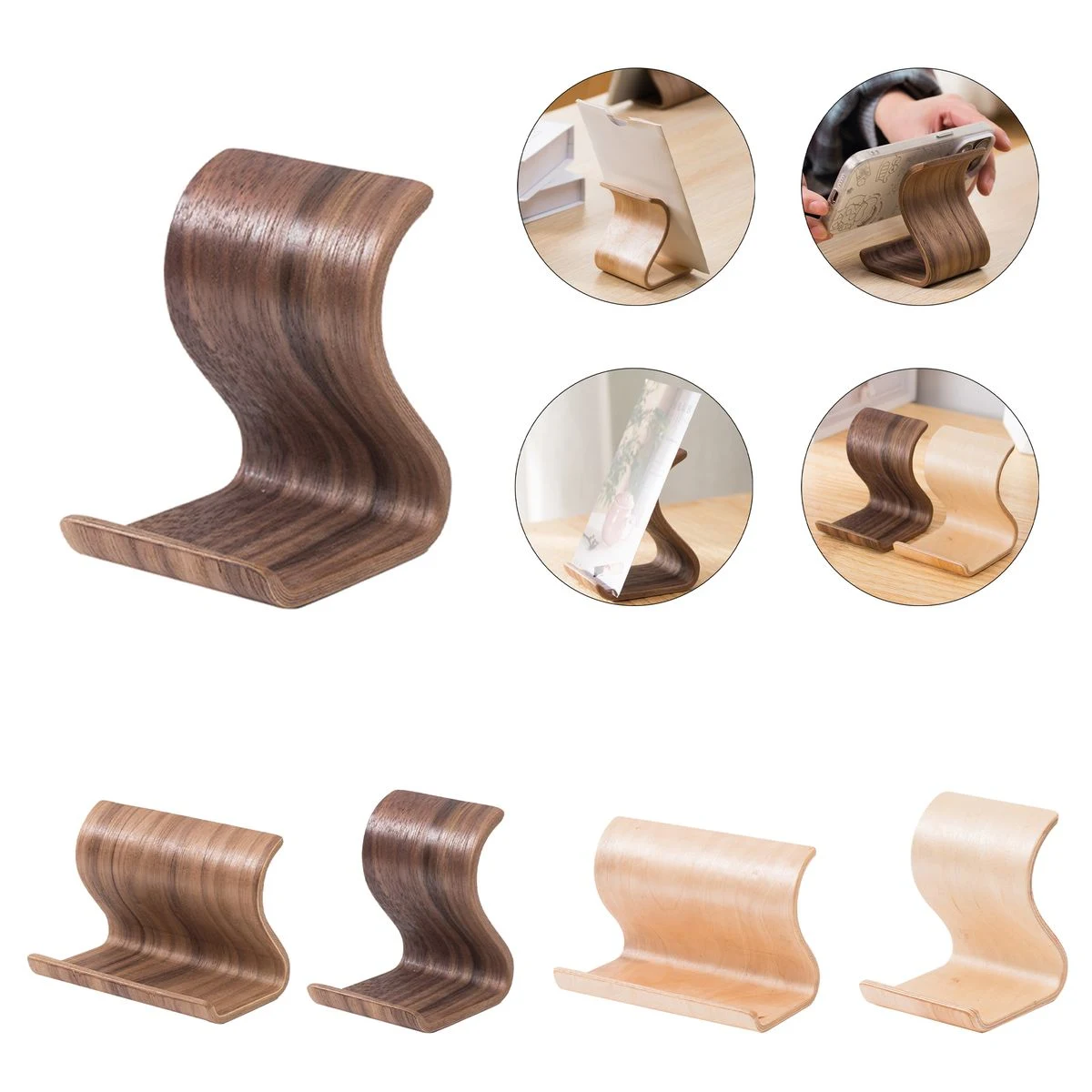 Curved Wood Phone and Tablet Stand 1