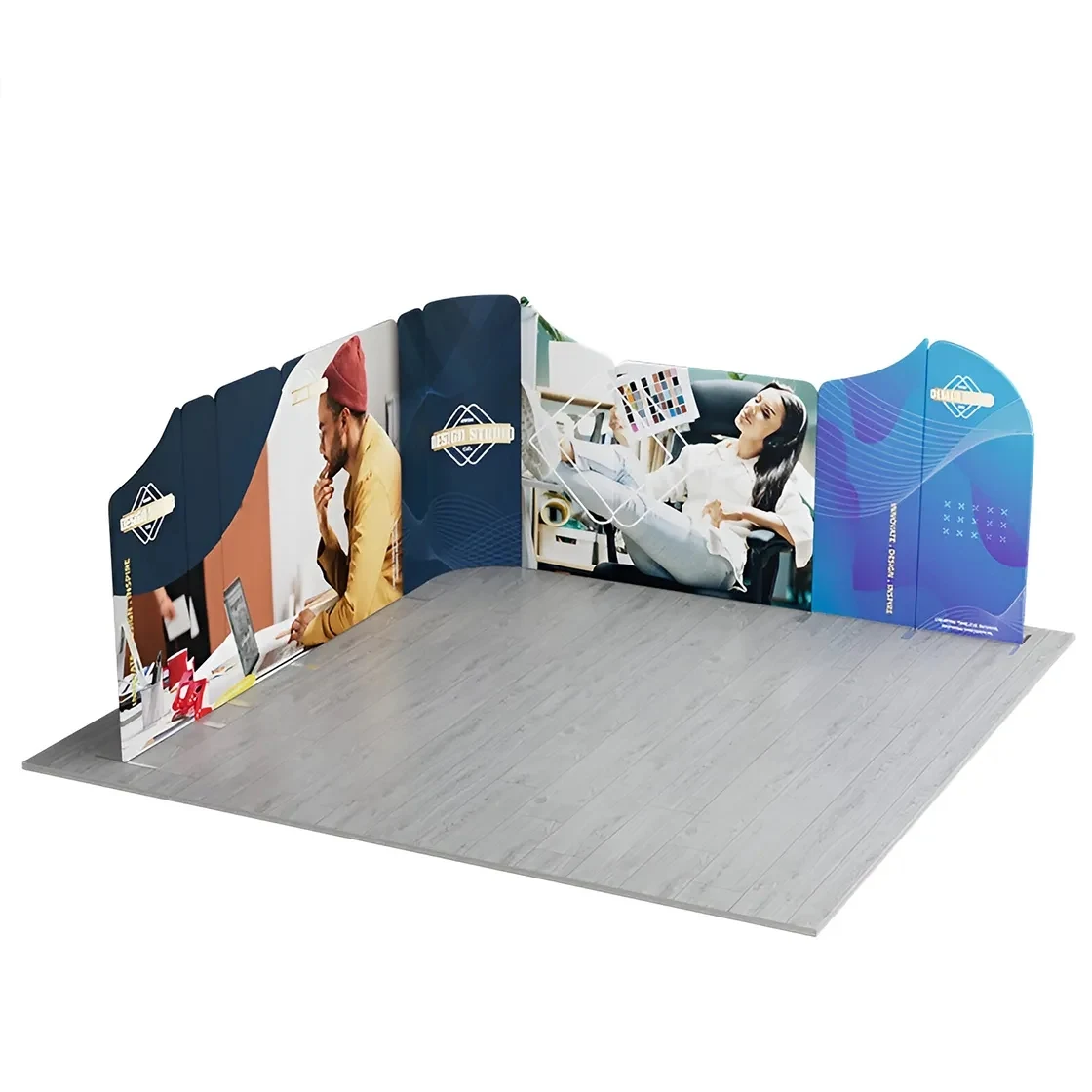 16.4x16.4ft Magnetic Modular Fabric Displays- L Shape Island 1