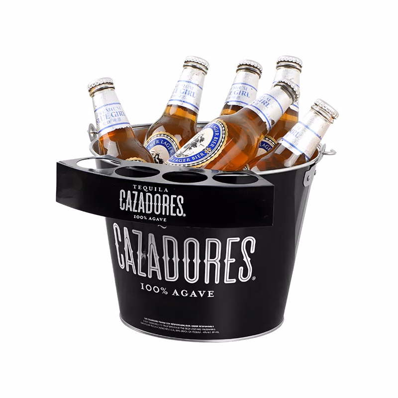 Metal Beer Bucket with Shot Holder