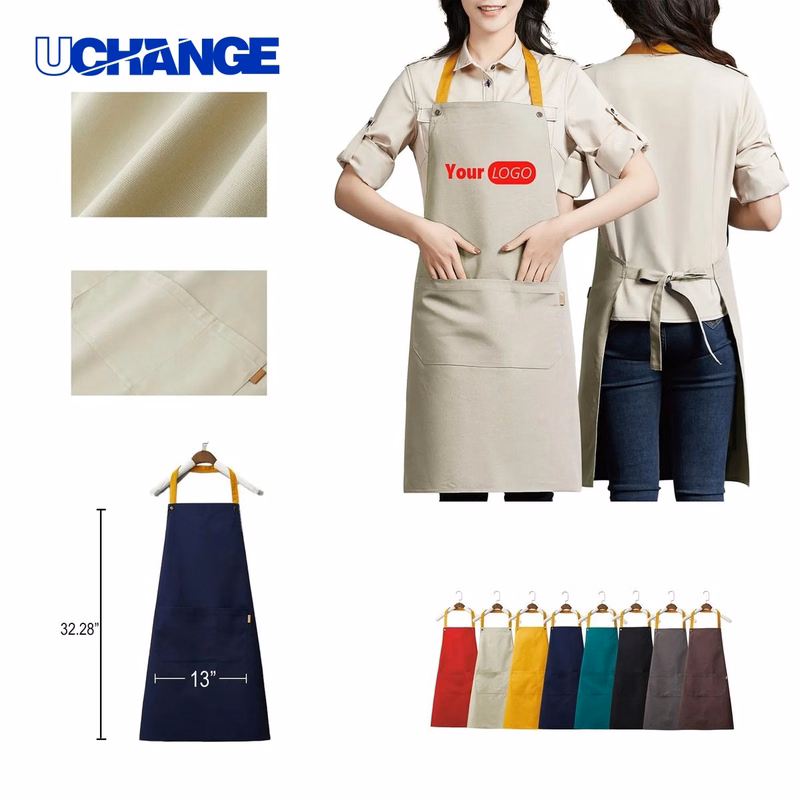 Canvas Kitchen Apron with Pockets