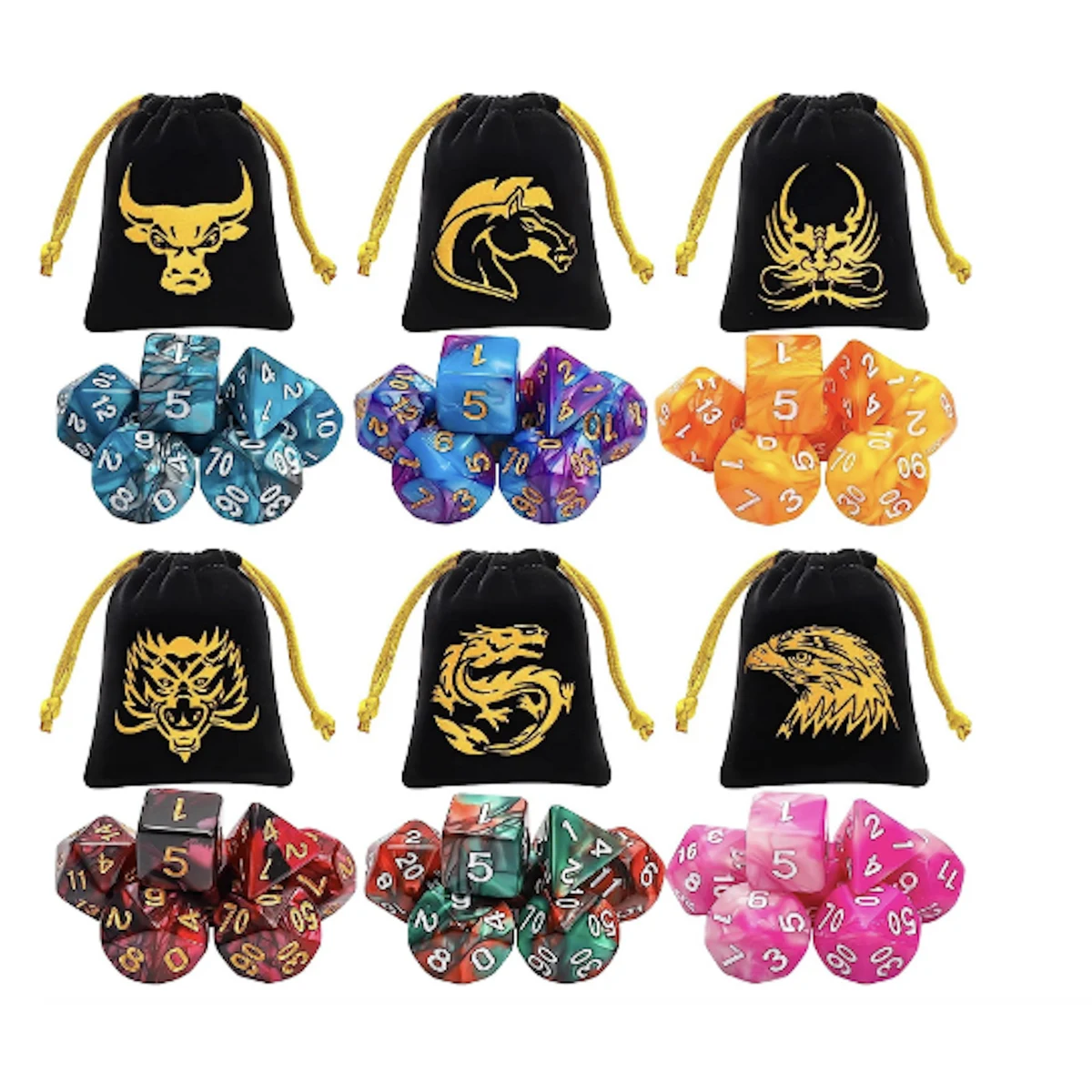Polyhedral Dice Sets with a Large Drawstring Bag 1