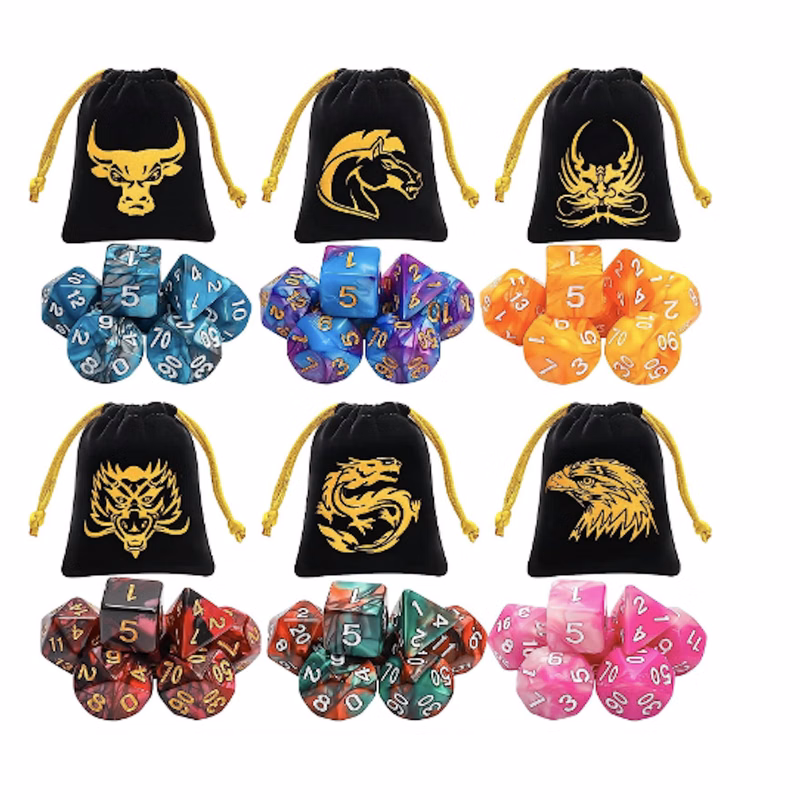Polyhedral Dice Sets with a Large Drawstring Bag