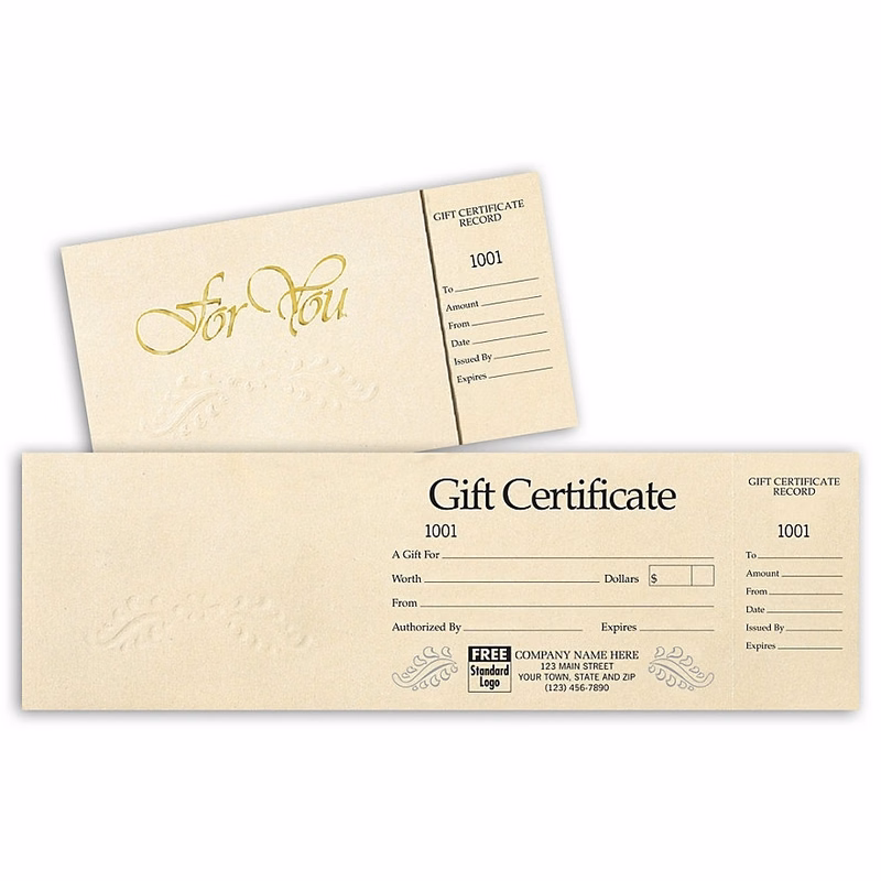 Blank Gift Certificates - Embossed - Ivory with Foil