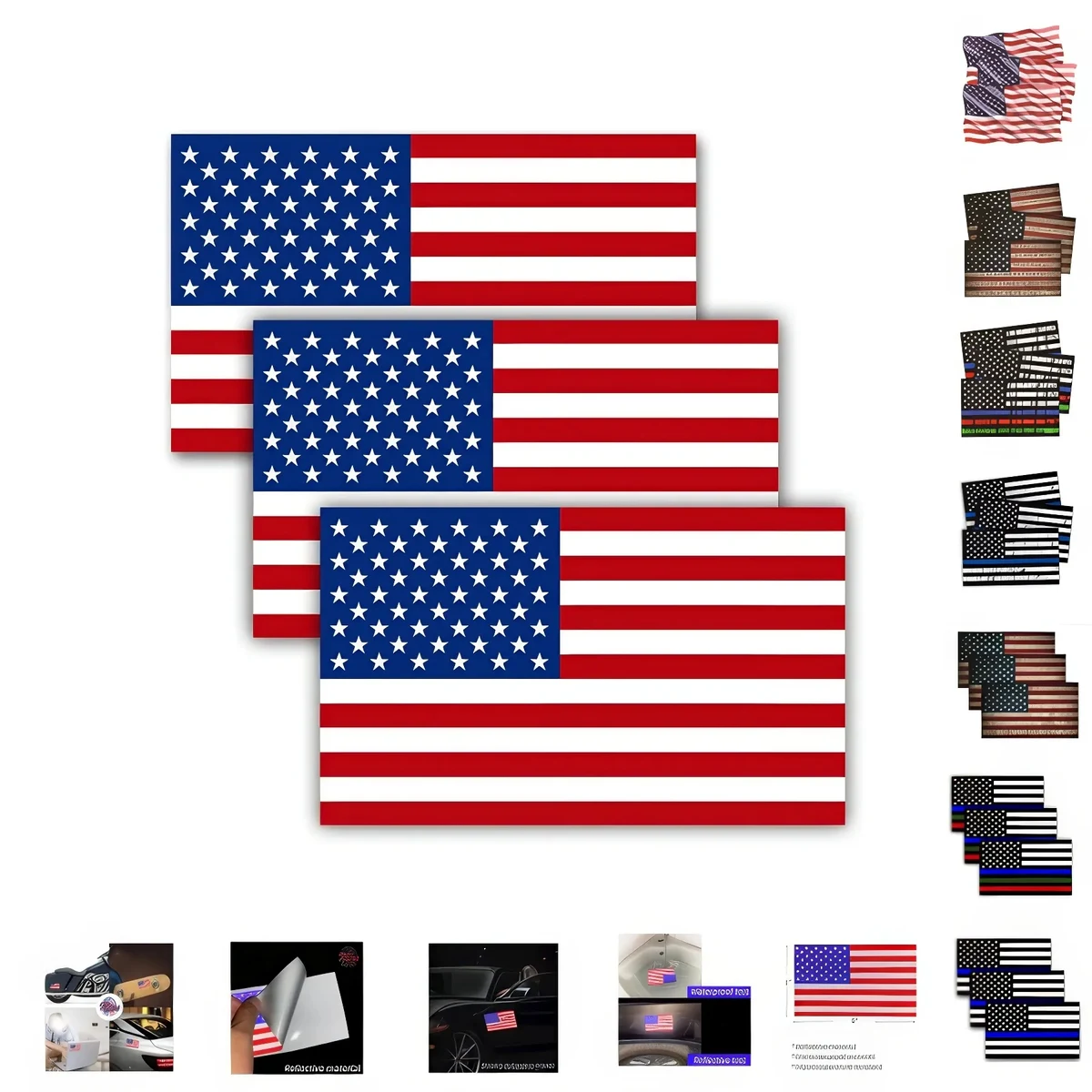 US Flag Reflective Car Sticker 1