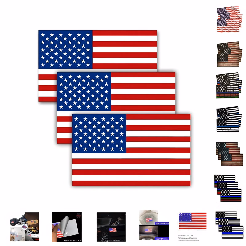 US Flag Reflective Car Sticker
