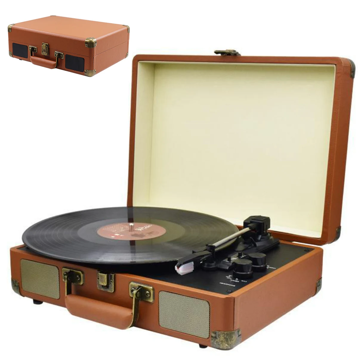 Portable Bluetooth Vinyl Record Player with Speakers 1