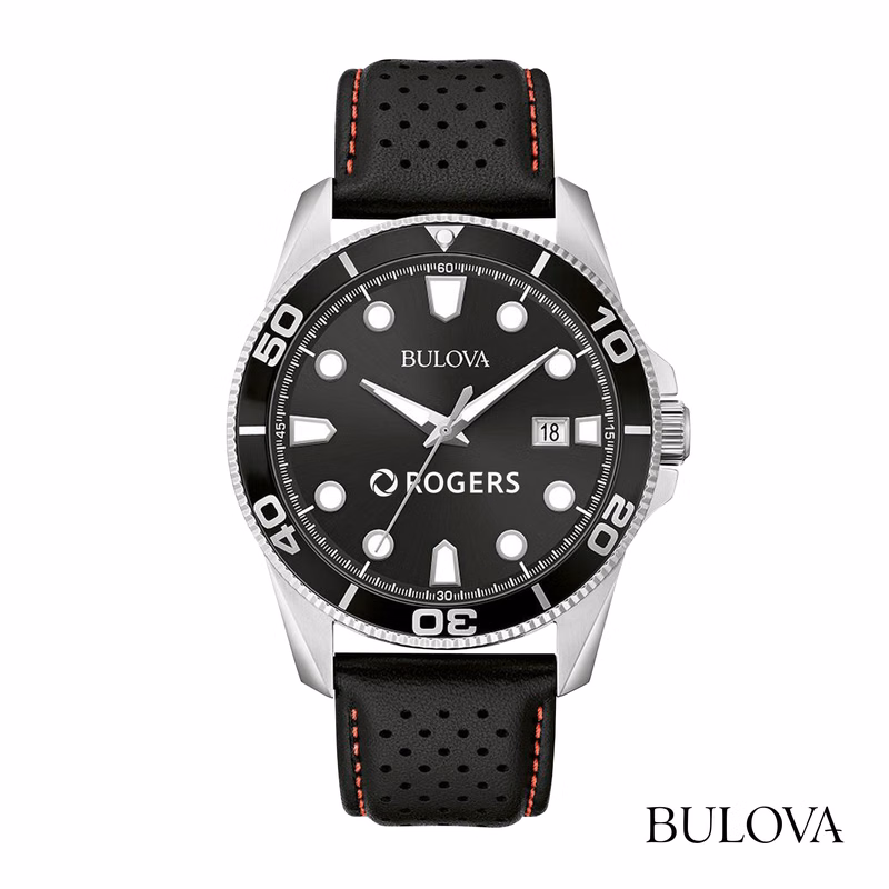 Bulova® Men's Leather Strap Watch w/Date