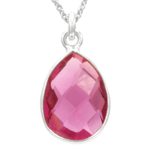 Antwerp Sterling Silver Teardrop Pink Quartz Necklace 1