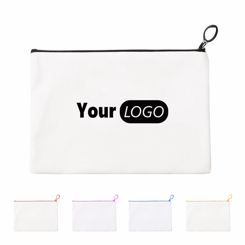 Canvas Zipper Pouch With Colored Trim