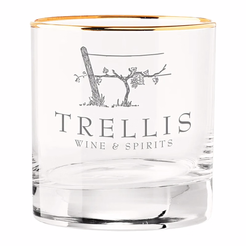 13oz. Gold Rimmed Double Old Fashioned Glass