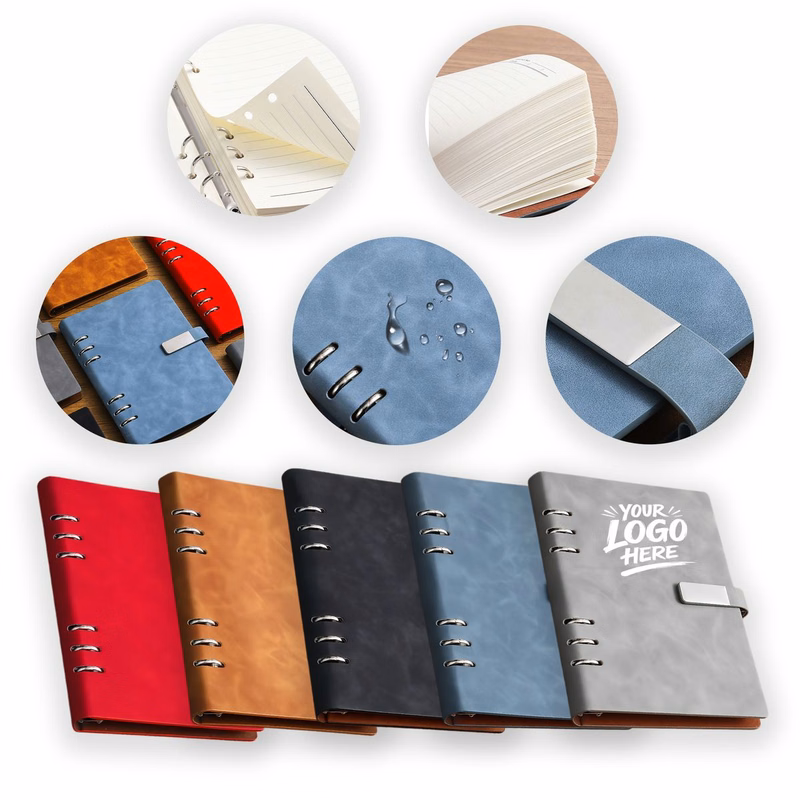 A5 Leather Binder Notebook 6 Ring Business Organizer