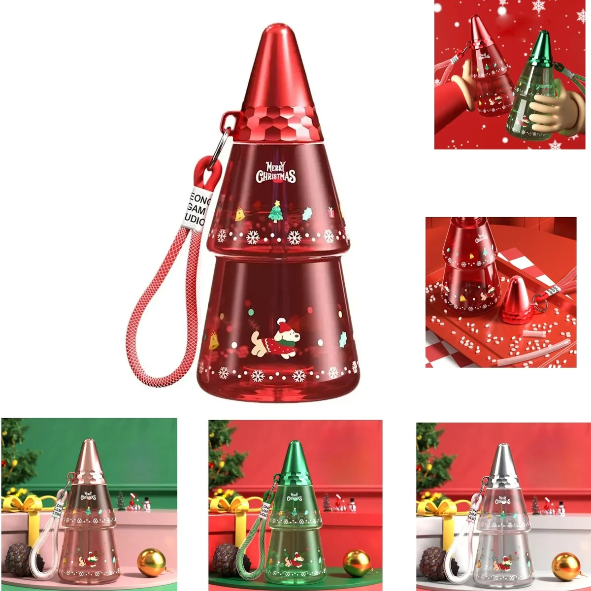 16.91 oz Christmas Water Cup with Lid and Straw 1