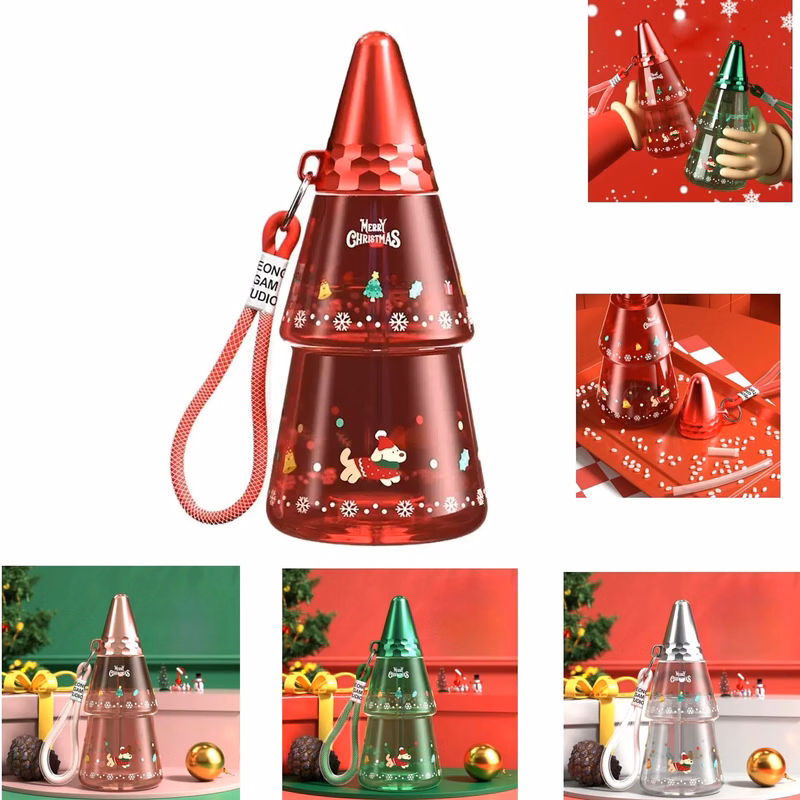 16.91 oz Christmas Water Cup with Lid and Straw