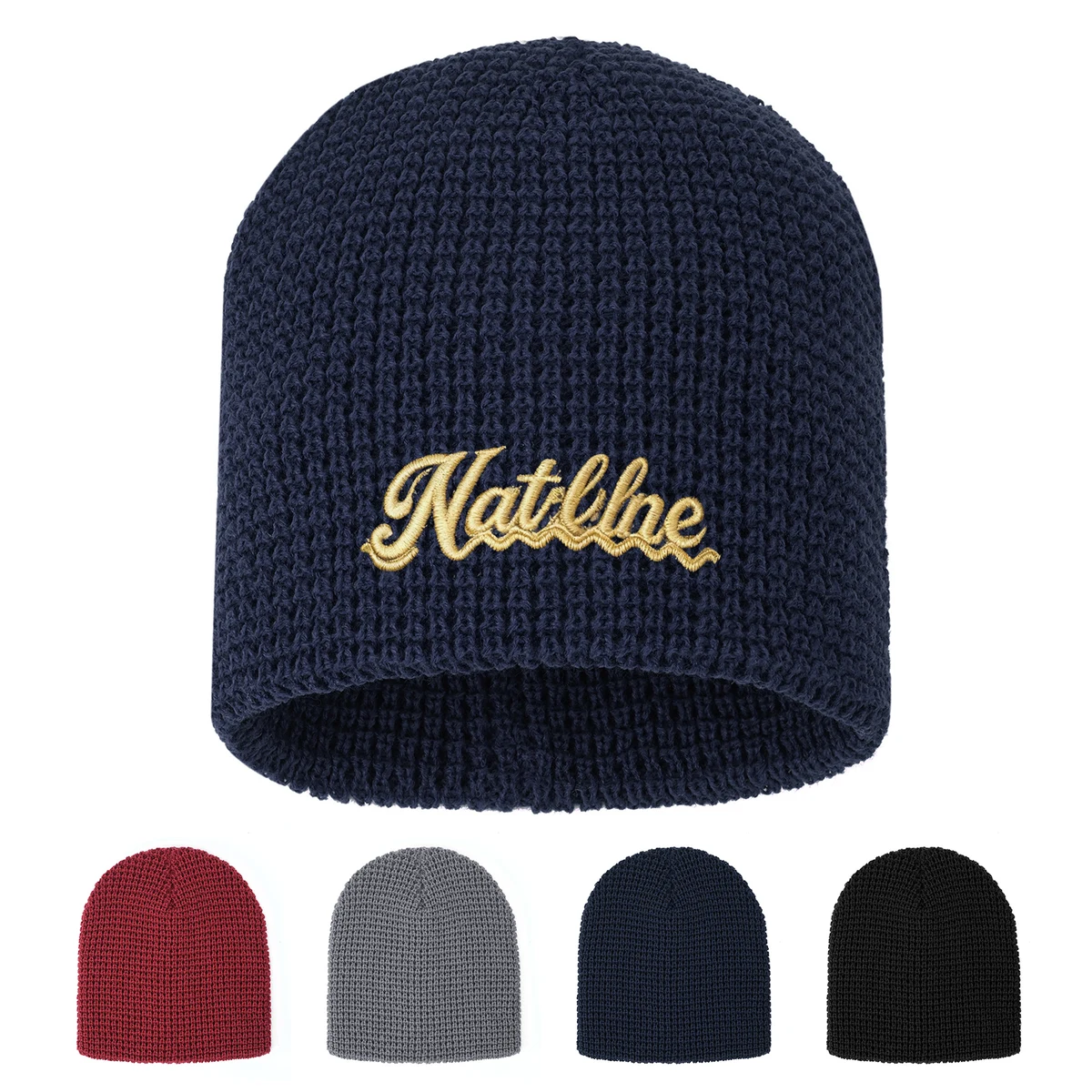 Unisex Waffle Knit Beanie With Custom Logo 1
