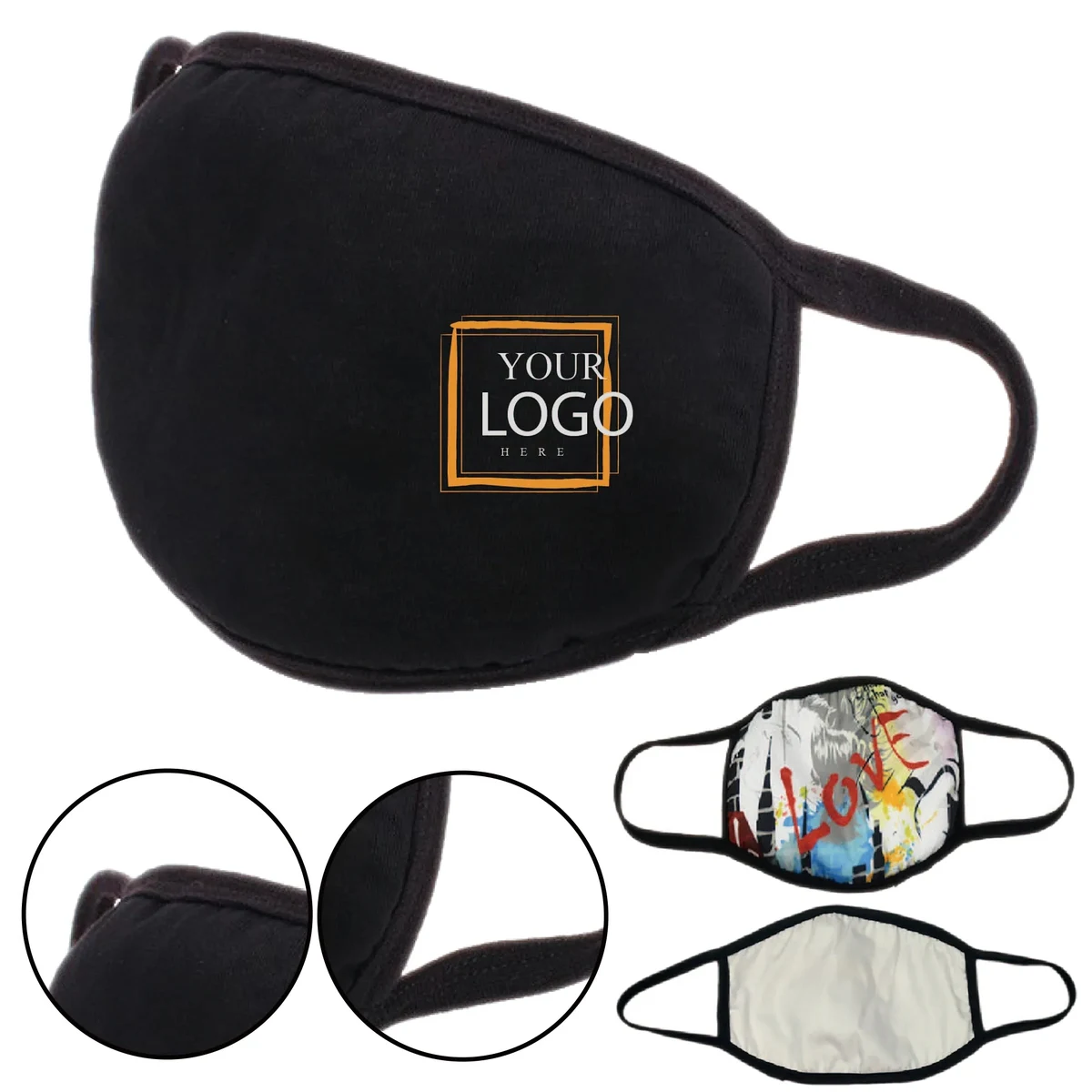 Custom Printed 3-Layer Cotton Blend Face Mask 1