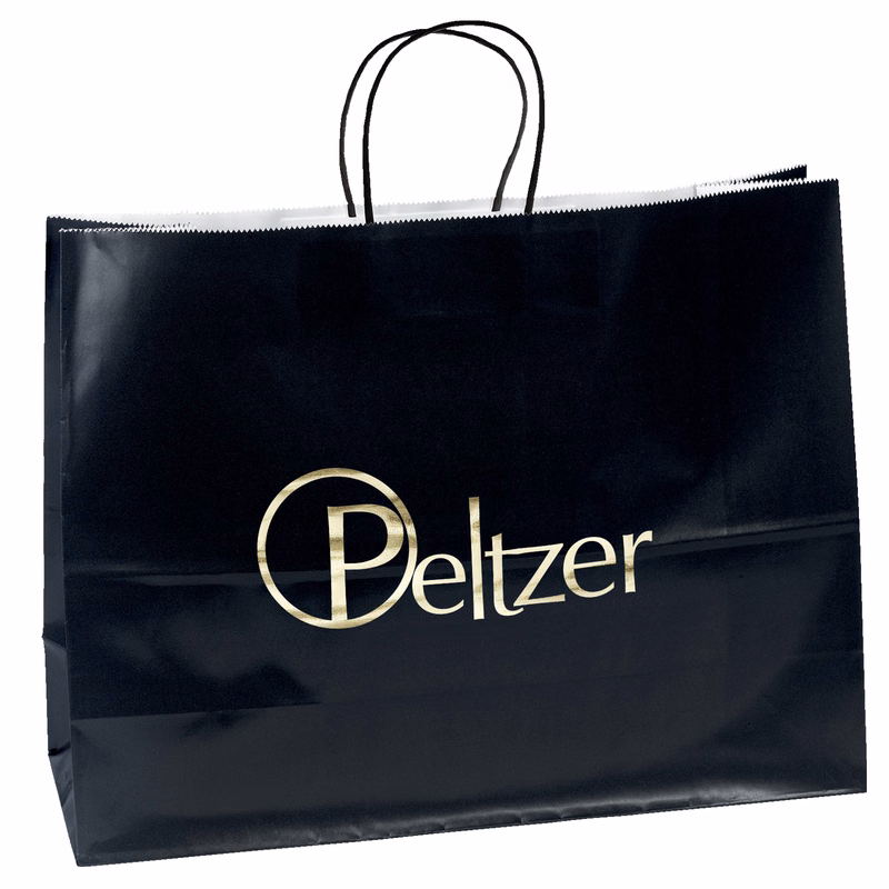 Aubrie™ - Gloss Shopper - Black Bag - Foil Print