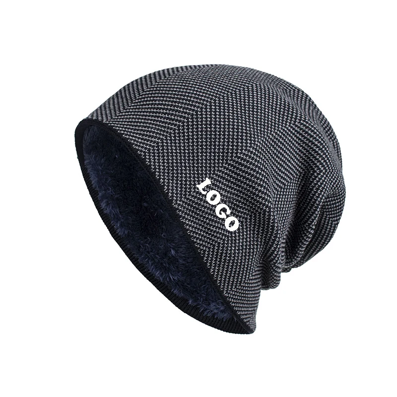 Unisex Knitted Wool Beanie Hats w/Fleece Liner 1