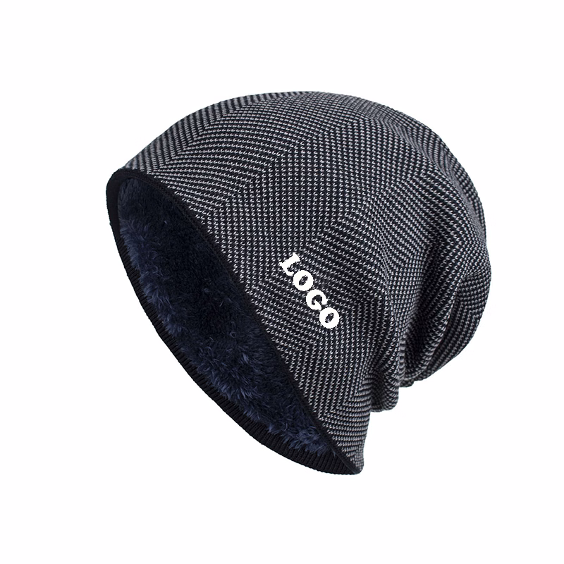 Unisex Knitted Wool Beanie Hats w/Fleece Liner