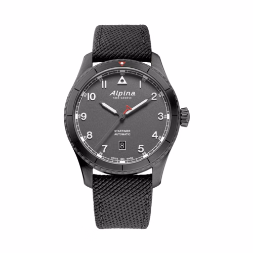 Alpina Men's Startimer Pilot Automatic Gray Rubber Strap Watch