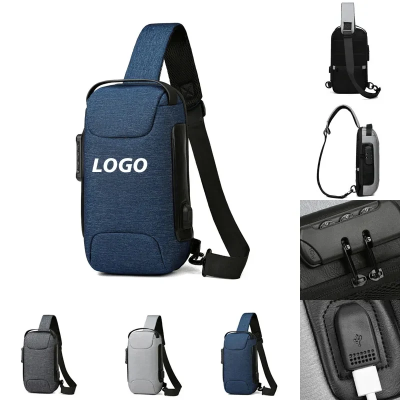 Custom Crossbody Shoulder Chest Bag with USB Charging Port 1