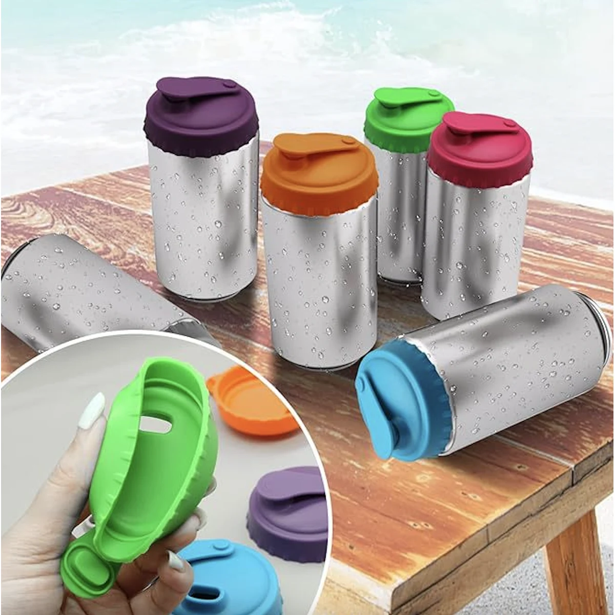 Resealable Silicone Soda Can Lid with Reusable Nozzle 1