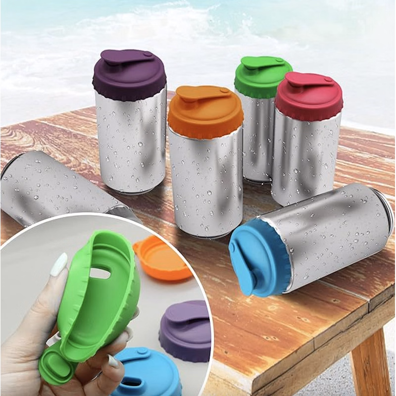Resealable Silicone Soda Can Lid with Reusable Nozzle