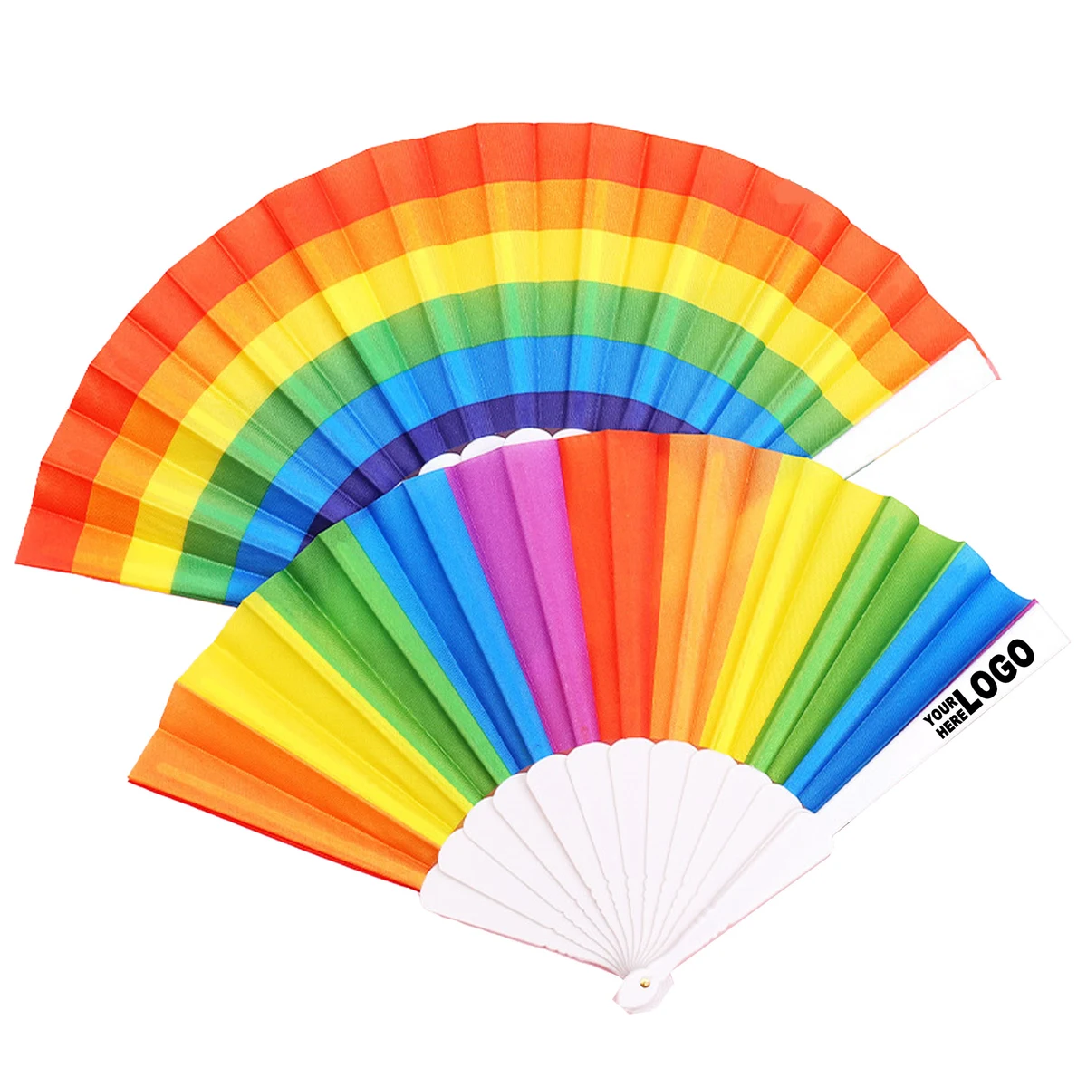 Customizable 9" Foldable Rainbow Fan with Eco-Friendly Print 1