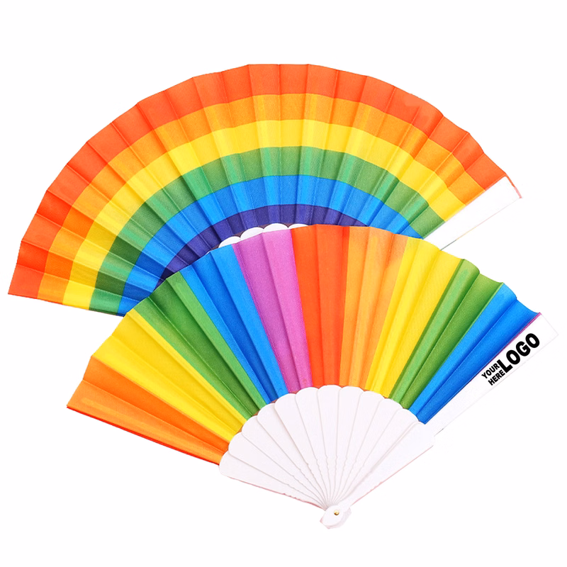 Customizable 9" Foldable Rainbow Fan with Eco-Friendly Print