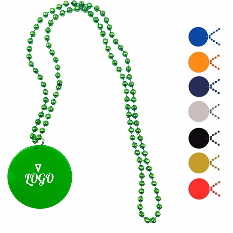 Custom Plastic Beads Necklace With Medallion