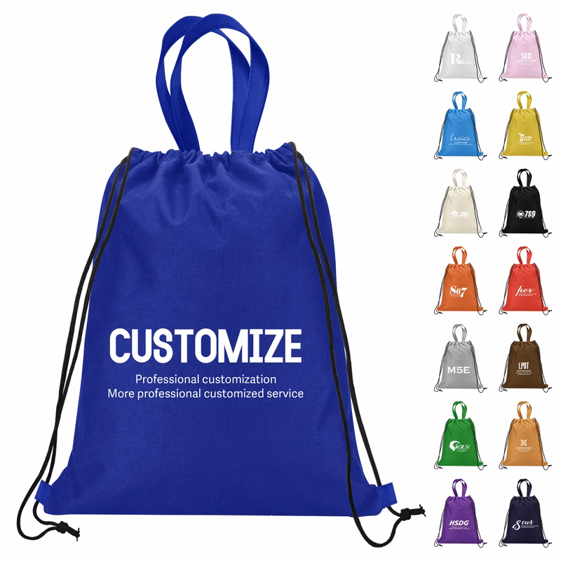 15'' x 11 4/5'' Non Woven Drawstring Backpacks With Carry Handle