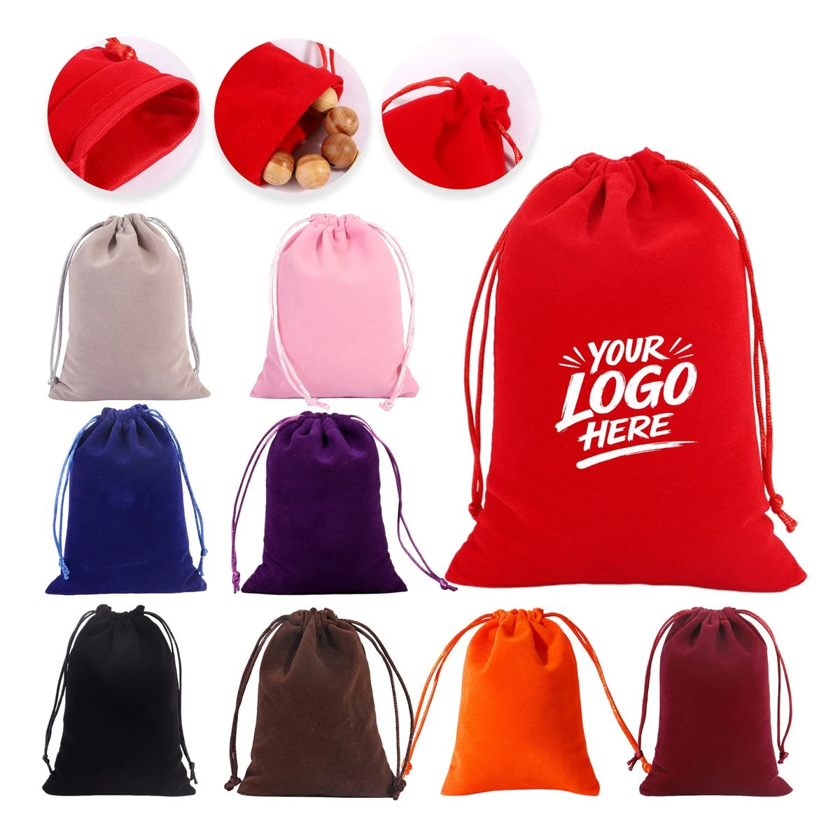 Glossy Plush Drawstring Gift Pouch Elegant Storage Bag 1